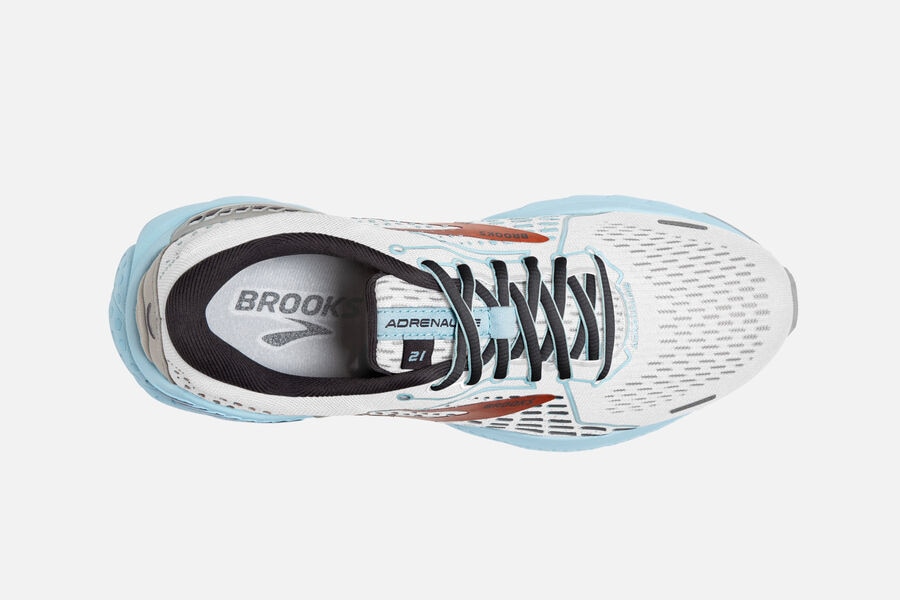 Brooks Adrenaline GTS 21 Road Running Shoes Womens - White/Gold/Blue - MBZTX-7346